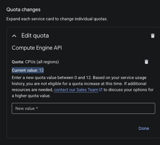 GCP CPU Quota 12